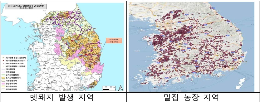 한돈협회는 지금까지 야생멧돼지 ASF 발생지역과 양돈장 밀집지역이 크게 겹치지 않았지만 앞으로는 다른 양상이 나타날 가능성이 높은 것으로 우려하고 있다.