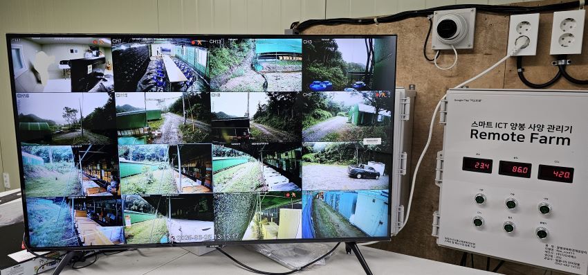 스마트 양봉장 주변 cctv 화면 영상과 함께 벌통 내부의 습도 ,온도 ,CO₂ 농도를 실시간으로 제공받을 수 있다.