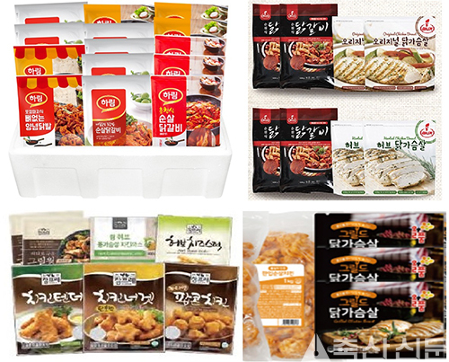 행사에 참여하는 하림, 마니커, 올품, 참프레(왼쪽부터 시계방향)의 설 선물세트.